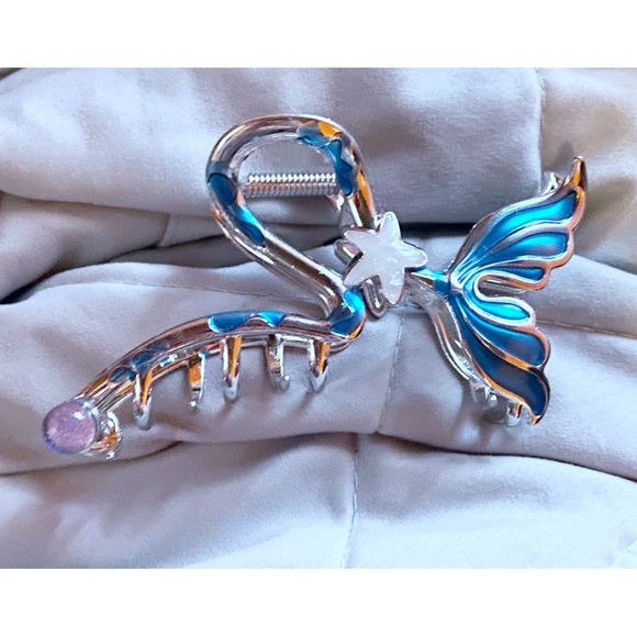 Hair Clip Mermaid Fin Sea Green and Silver with Starfish Seaside Beach Ocean - Picture 3 of 4